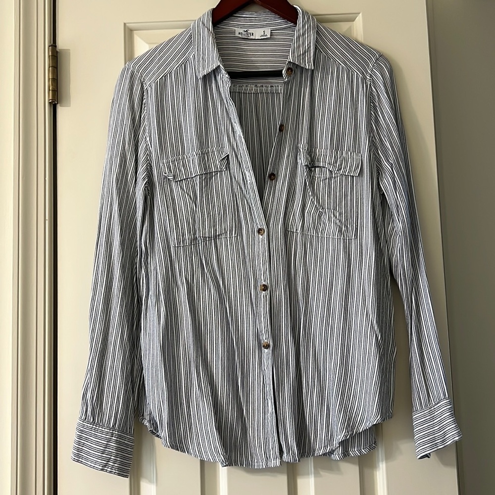 Hollister Women’s Button Down Striped Shirt, Size Small